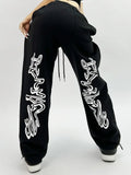 Gothic Black Jogging Sweatpants Oversize