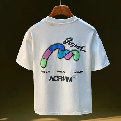 Men’s 2025 Embroidered Printed T-Shirt Summer Loose Fit Plus Size Top