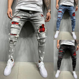 Streetwear Panelled Ripped Casual Denim Hosen Beliebte Zipper