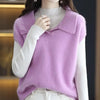 Womens Sweater Vest Polo Collar Oversized Pullover Sleeveless Knit