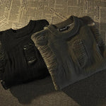 Men Punk Style Thick Sweater Hollow Out Patchwork Design