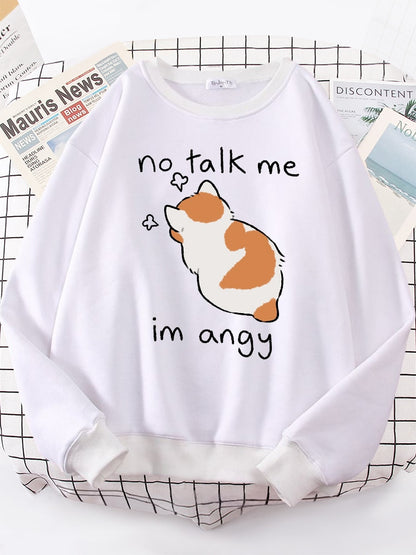 Frauen Sweatshirts Harajuku süße Angy Katze