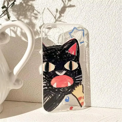Doodle Angry Cat for Iphone Case Back Cover Clear