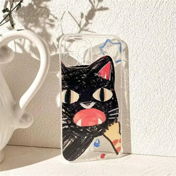 Doodle Angry Cat for Iphone Case Back Cover Clear