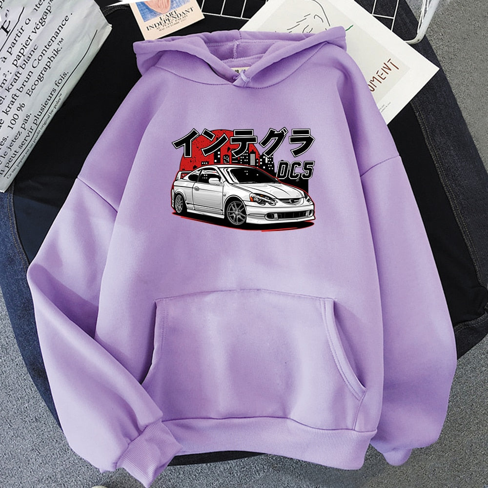 Männer Hoodies Harajuku Initial D Cartoon Pullover