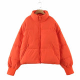 Women's Winter Stand Collar Zip Cropped Puffer Jacket