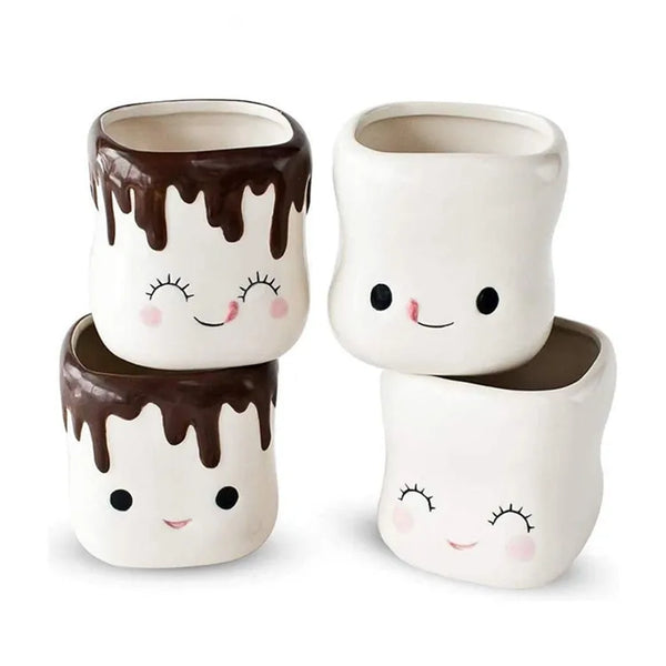 4PCS ceramic expression cotton candy mug mug coffee cup Marshmallow
