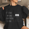 Funny Black Cat Hoodie ‘It’s Fine I’m Fine’ Kawaii Sweatshirt for Women