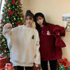 Womens Christmas Embroidered Fleece Hoodie Oversized with Bag