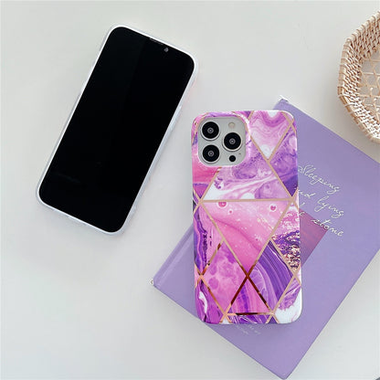 Electroplated Marble Phone Case For iPhone  Soft Silicon Back Cover Bumper