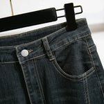 Vintage High Waist Chic Button Slim Flare Denim Pants Streetwear