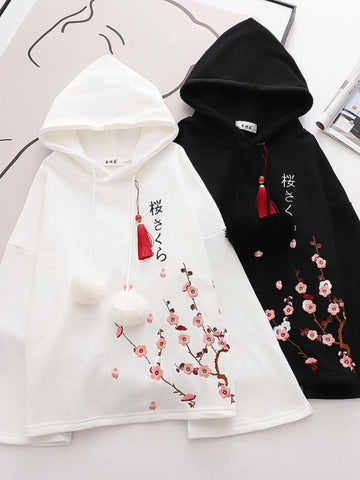 2023 Frühlings-Harajuku-Blumen-Hoodie – Vintage-Stil für Frauen