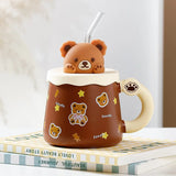 Creative Cute Lovely Bear Ceramic Mug with Lid