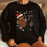 Cute Gingerbread Printed Christmas Casual Hoodie