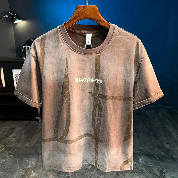 2026 Mens Ombre Washed Tshirt Retro Summer Casual Top