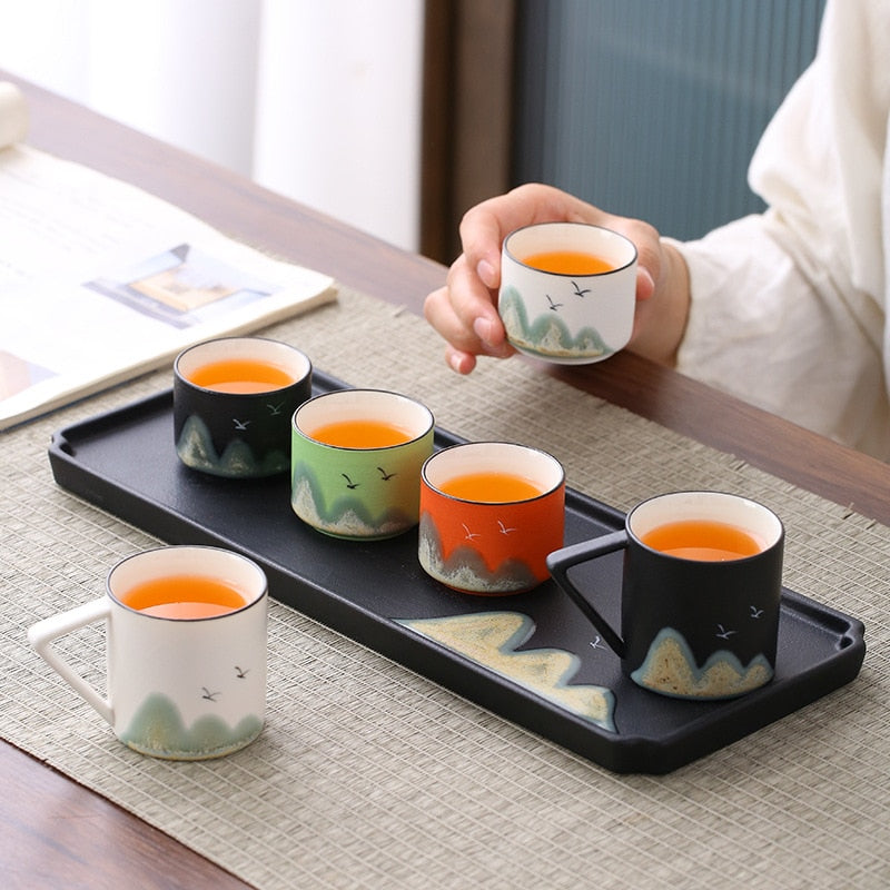 Mountain Ceramic Kung Fu Tea Cup Creative Pottery Espresso Cups