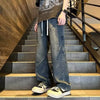 Mens Retro Denim Wide Leg Jeans Loose Straight Fit Streetwear Pants
