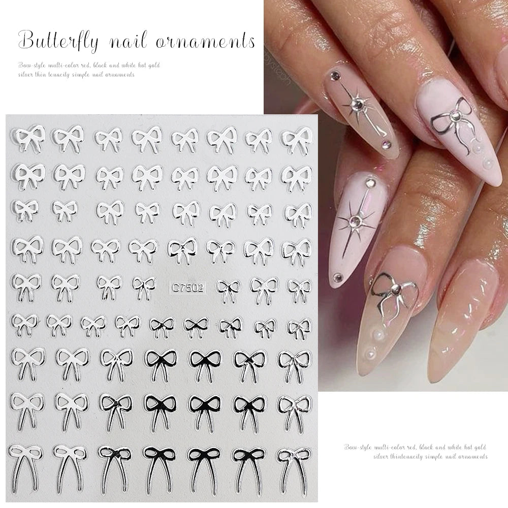 3D Gold Heart Nail Art Stickers