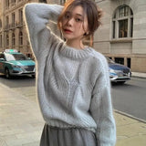 2024 Lazy Wind Twist Sweater Autumn Winter Korean