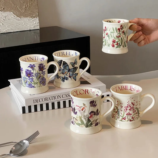 European Classical Ceramic Flower Cup Creative Mug Art