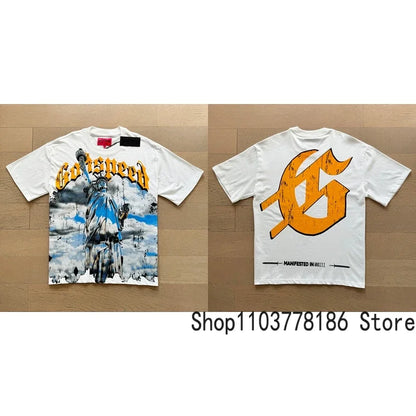 White Godspeed Tee Unisex Classic Holiday Scenery Print T-Shirt