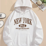 Drawstring Long Sleeve Casual Hooded Sweatshirt