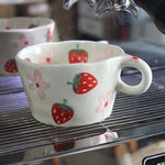 Painted Strawberry Mug Hand-pinch Ceramic Sakura Cup Cute Little Flower Espresso Coffee