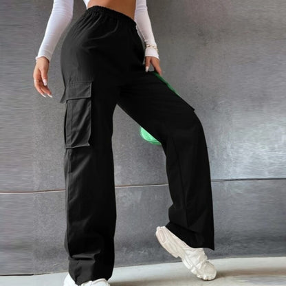 High Waist Slim Cargo Pants Chic Vintage Streetwear