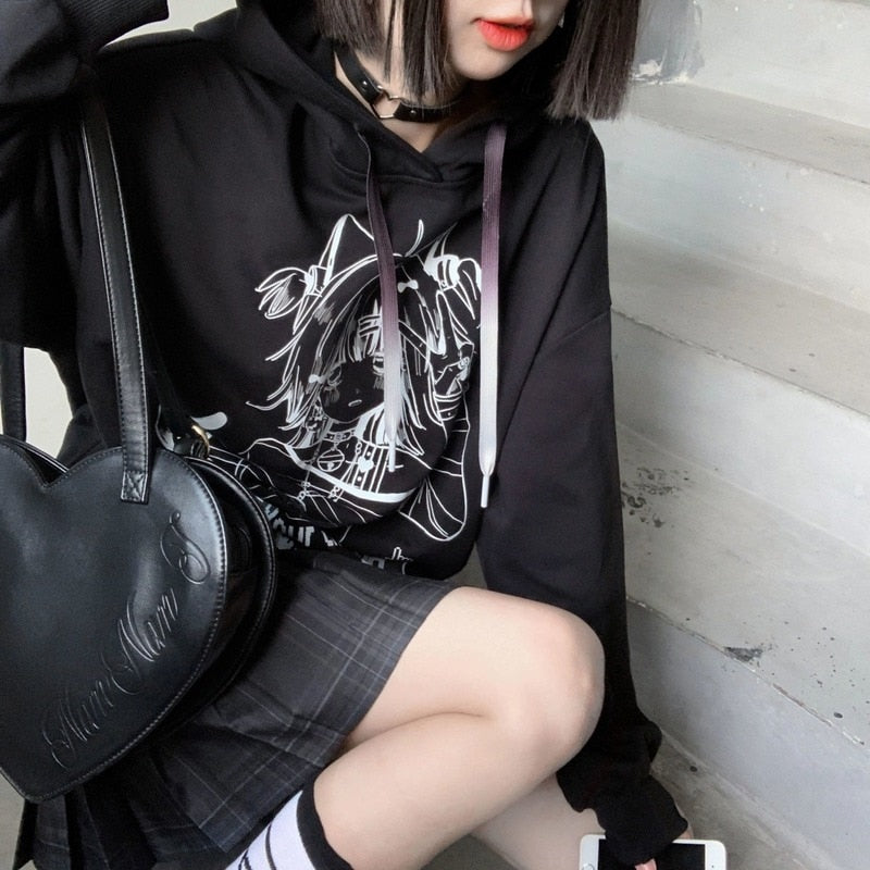 Emo Anime Frauen Hoodies Streetwear