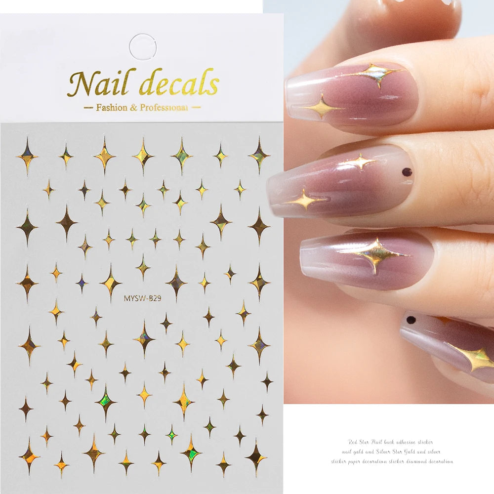 Glossy Y2K Star Nail Decals
