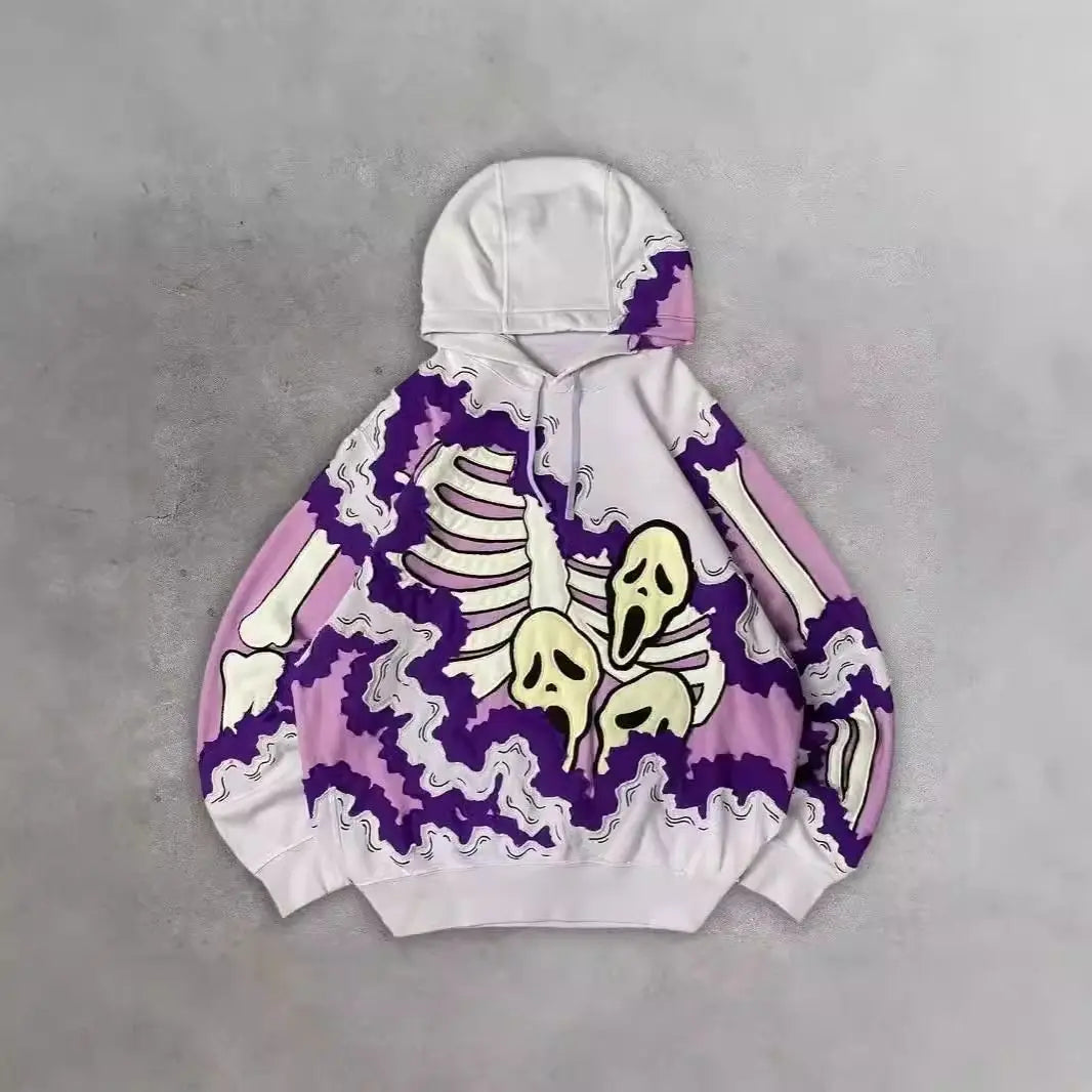 Spring and Autumn Skeleton Skull Printed Sweater