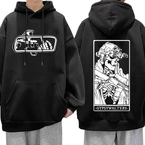 Hoodie Herren Vintage Skelett Grafik Kapuzenpullover Übergroße Hoodies Streetwear