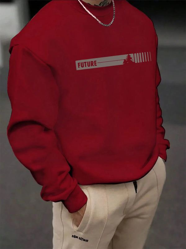 Men's Graphic Print Sweatshirt - Long Sleeve Crew Neck Casual