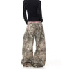 Women Y2K Camo Cargo Jeans Oversized Baggy Embroidered Denim