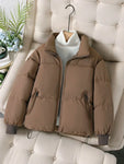 Women Short Loose Puffer Jacket Thick Winter Warm Outerwear