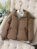 Women Short Loose Puffer Jacket Thick Winter Warm Outerwear