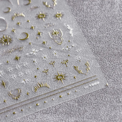 Gilding Crescent Moon Sun Star Nail sticker