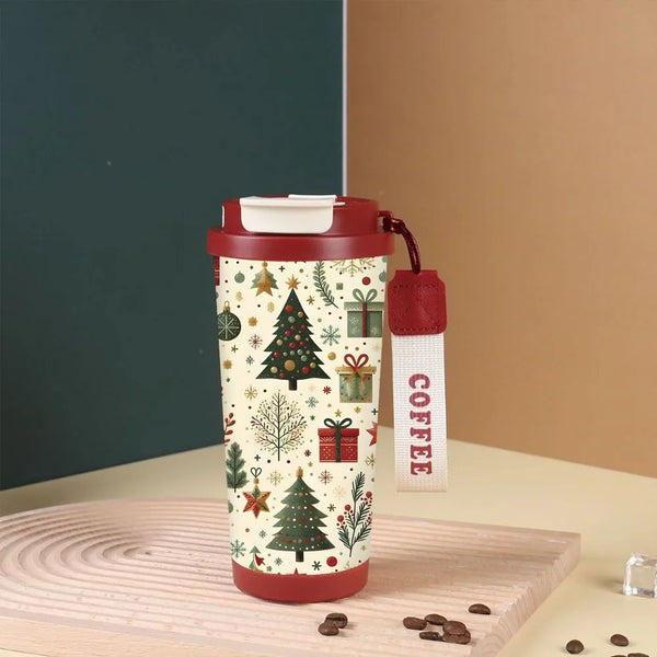 Festive 530ml Insulated Travel Coffee Mug 316 Steel Xmas Gift Tumbler