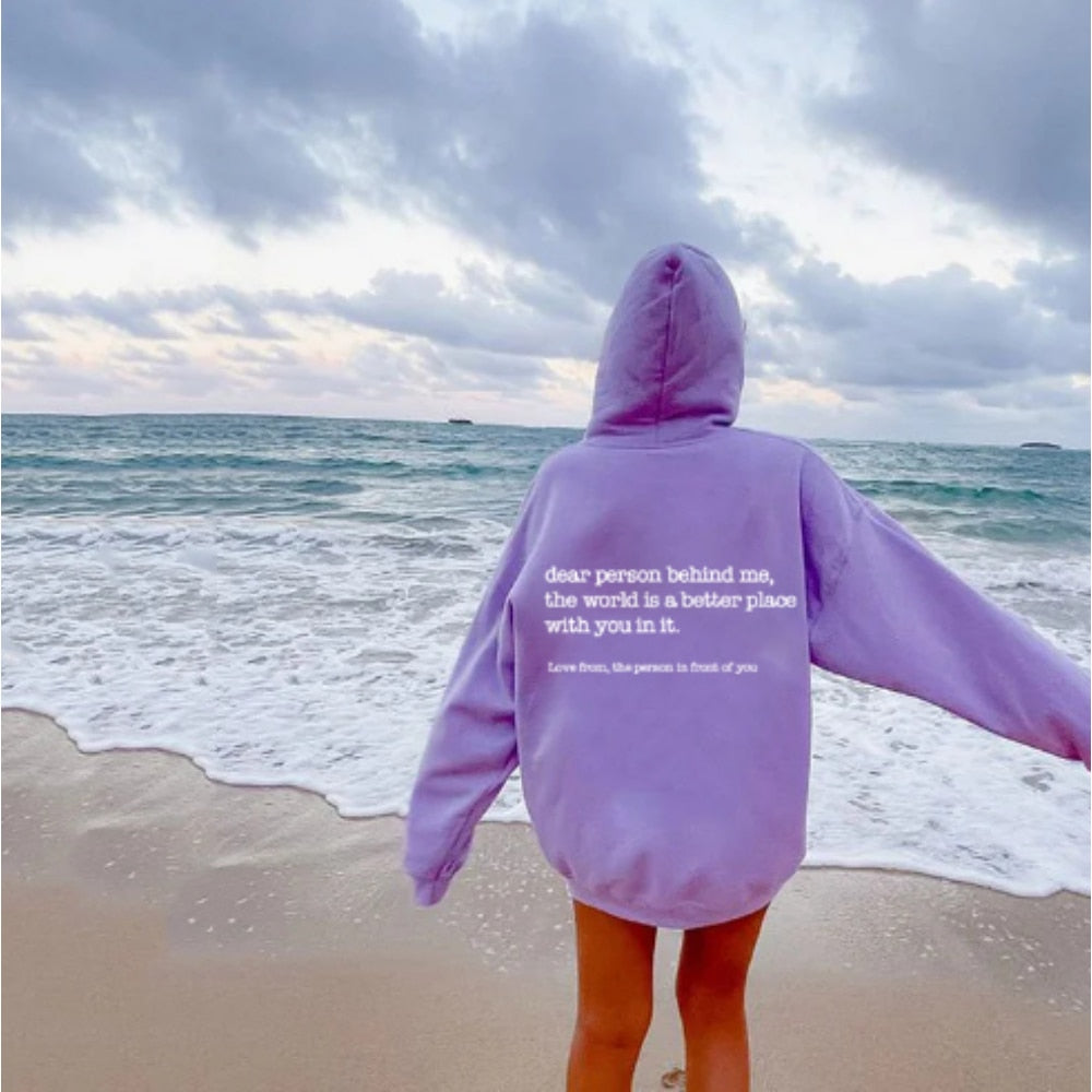 Hoodie With Words on Back Unisex Trendy Aesthetic Pullover Vintage