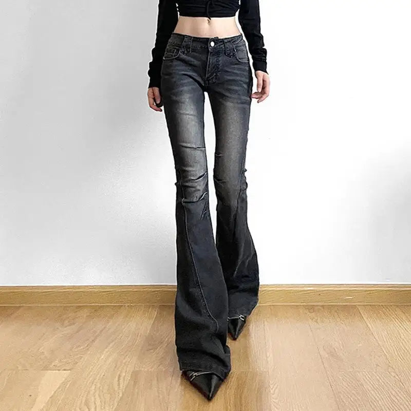 Women Y2K Low Rise Flare Jeans Vintage Bootcut