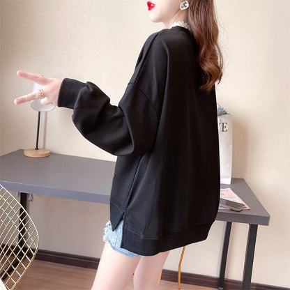 Embroidery Oversized Streetwear Female Sweatshirt Pullover