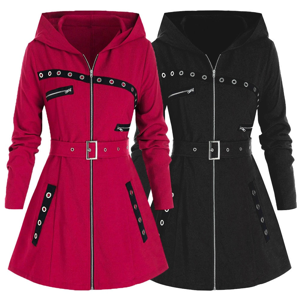 Women Hoodies Coat  Long Sleeve Gothic Punk Warm