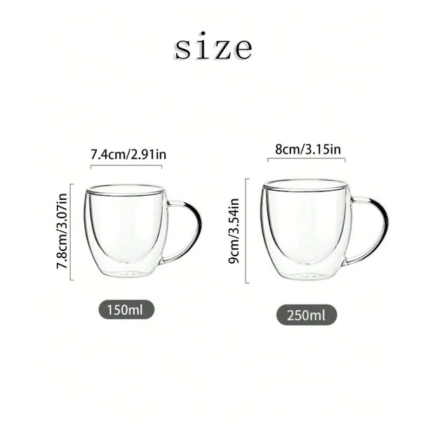 1/2/4Pcs 150/250ml Transparent Glass Coffee Cup with Handle