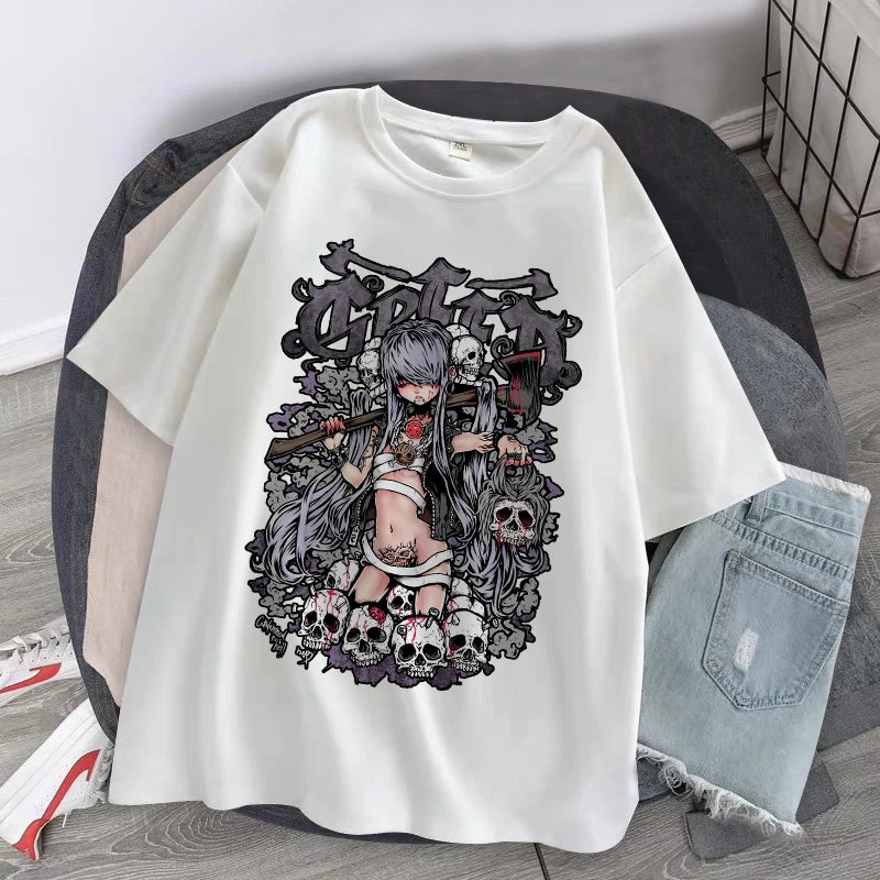 Y2k Goth T Shirt Aesthetic Loose T-Shirt Punk Dark Grunge
