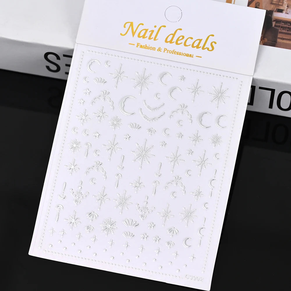 3D Gold Heart Nail Art Stickers