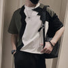 Mens Cutout Tshirt Spliced Design Short Sleeve Streetwear