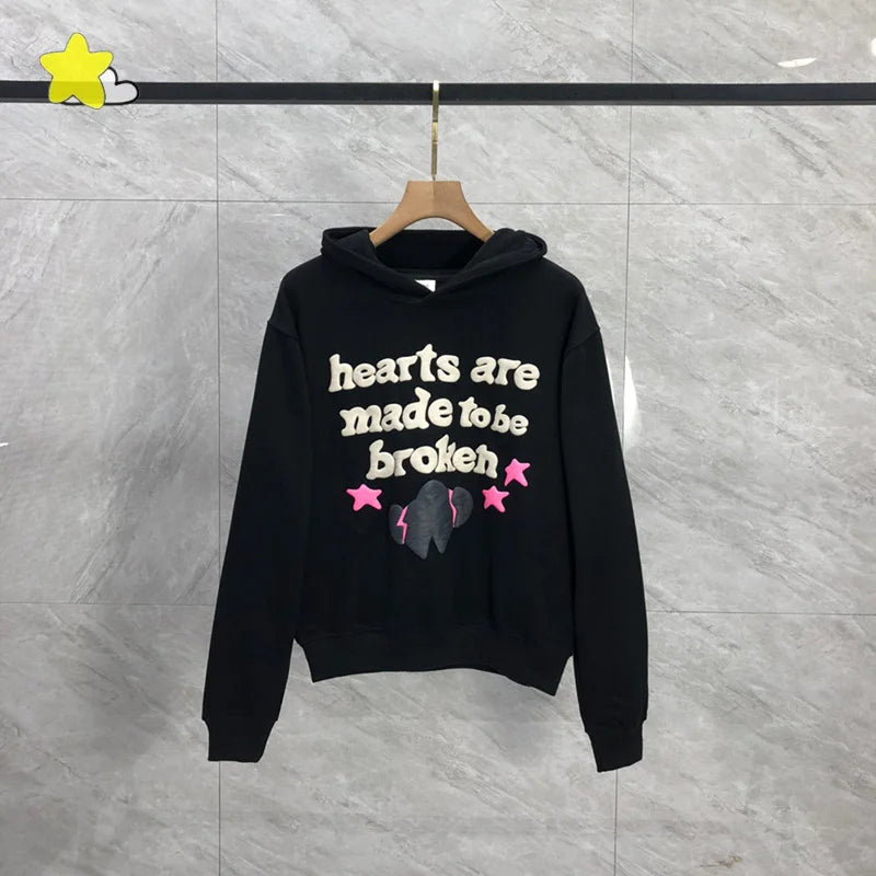 Casual Fashion Foam Print Hoodie Men High-Quality Cotton Hooded Pullover