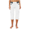 Women Cargo Capris Summer Soild Casual Pants With Pocket Drawstring