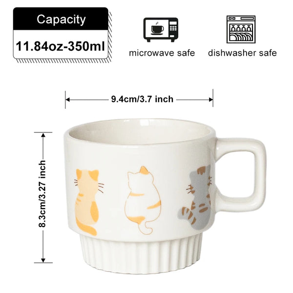Ceramic coffee cup chocolate milk cup tea cup mug cute cat design