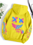 Happy Day Graffiti Women Hoodie Vintage Oversized